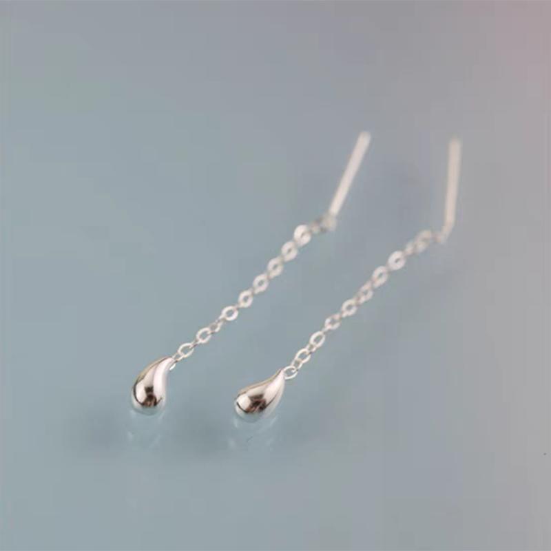 925 Sterling Silver Tear Drop Threader Earring Product Image