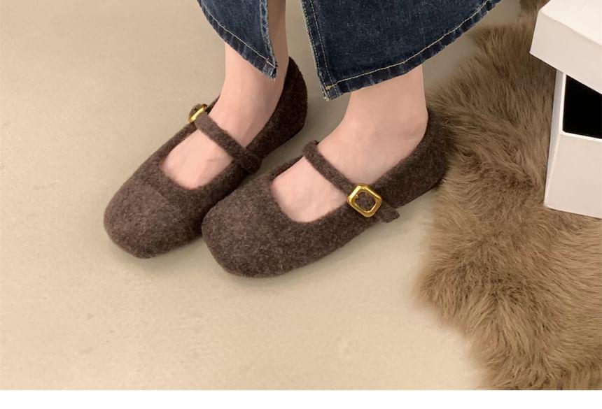 Plain Fleece-Lined Buckled Mary Jane Flats Product Image