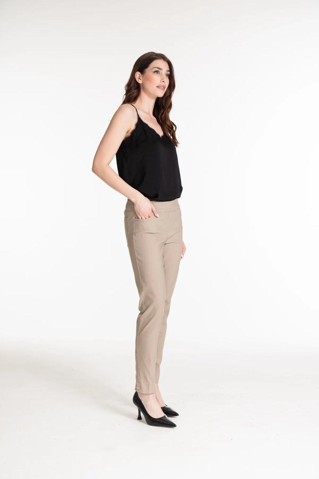 PULL-ON REAL 4-POCKET ANKLE PANT WITH BUTTON HEM VENTS - WHITE ONLY Female Product Image