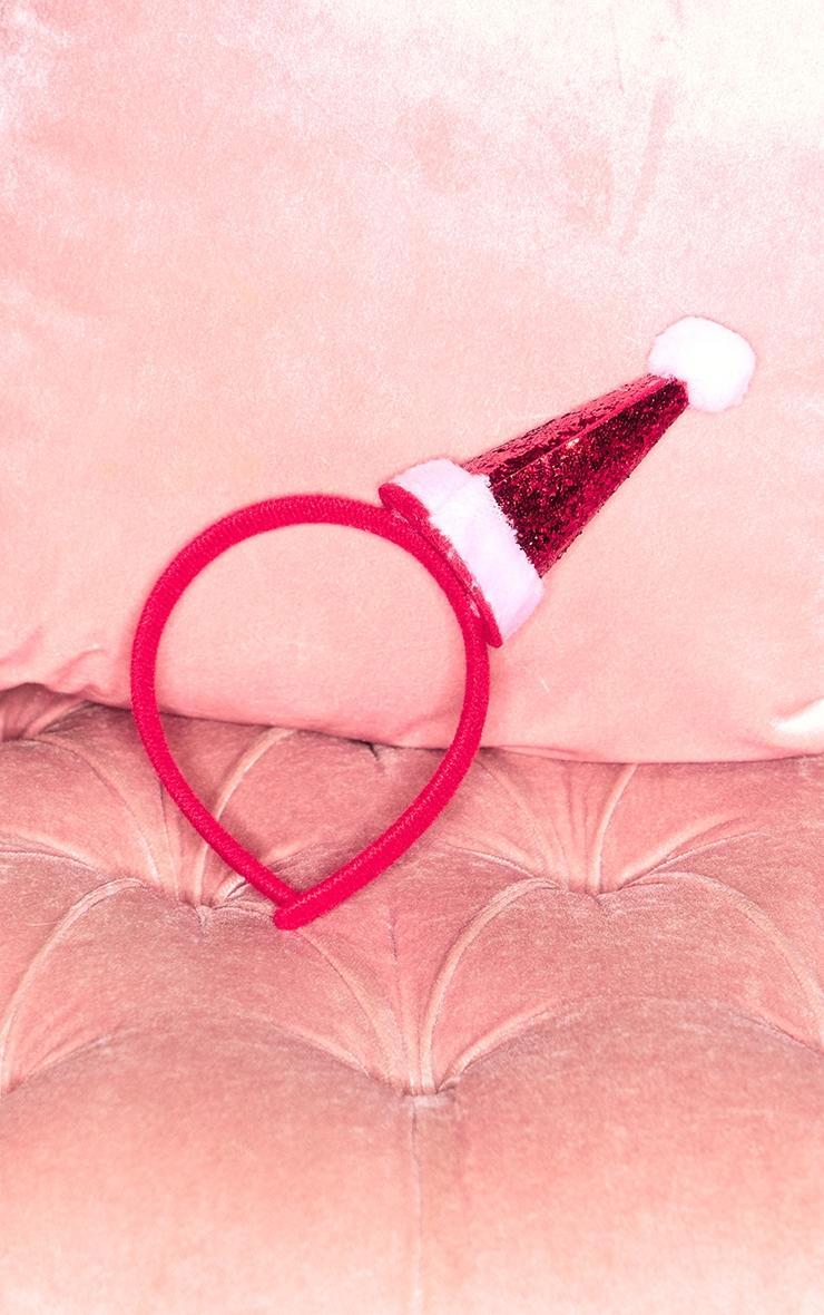 Red Glitter Santa Hat Headband Product Image