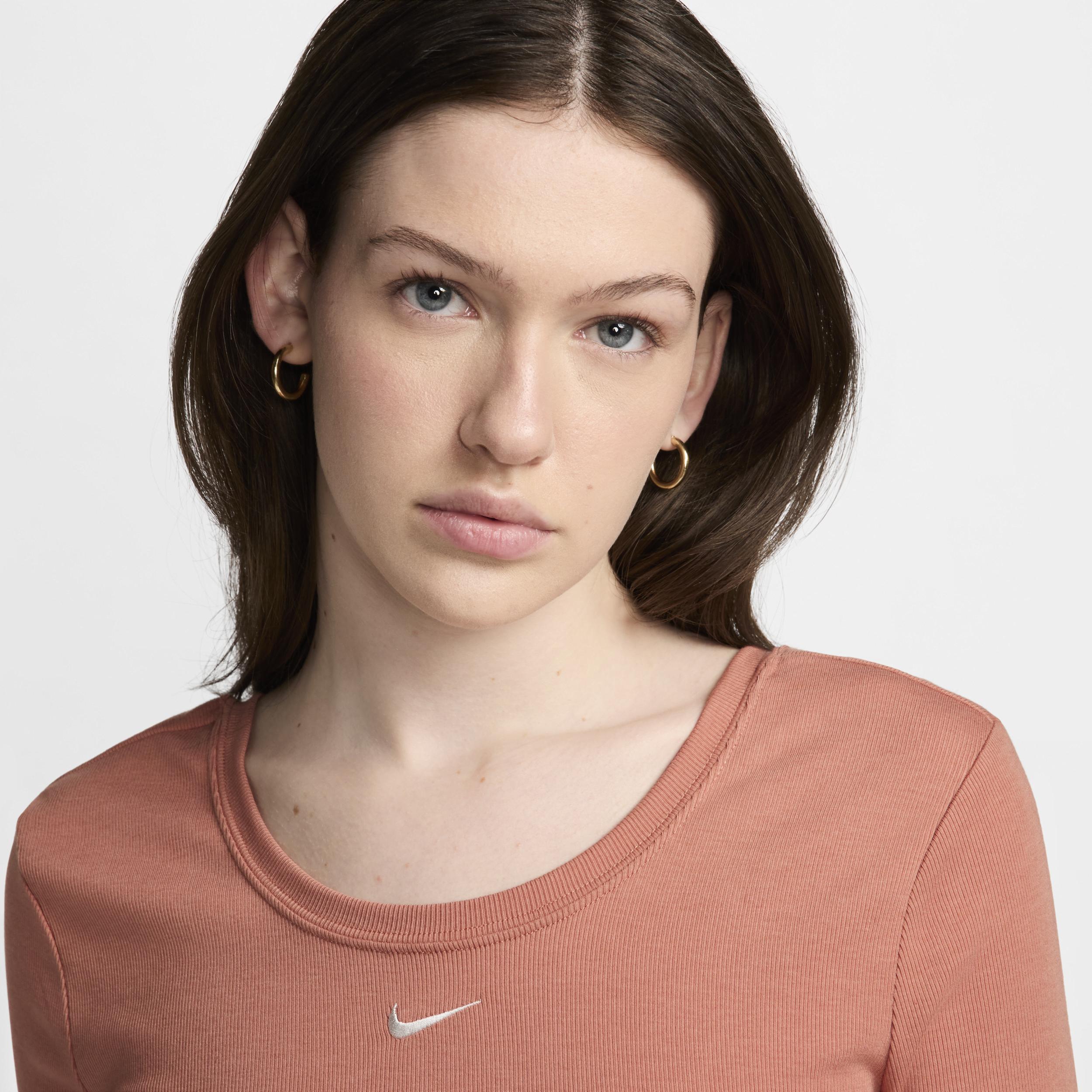 Women's Nike Sportswear Chill Knit Tight Scoop-Back Short-Sleeve Mini-Rib Top Product Image