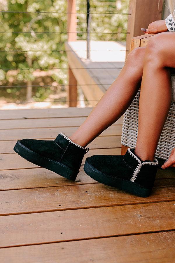 Vermont Vacay Faux Suede Platform Bootie in Black Product Image