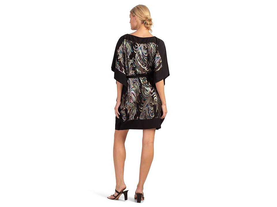 Trina Turk Womens Prize Belted Silk-Blend Dress - Black Multi Product Image