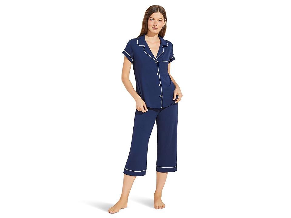 Eberjey Gisele - The Cropped Pajama Set (Navy/Ivory) Women's Pajama Sets Product Image