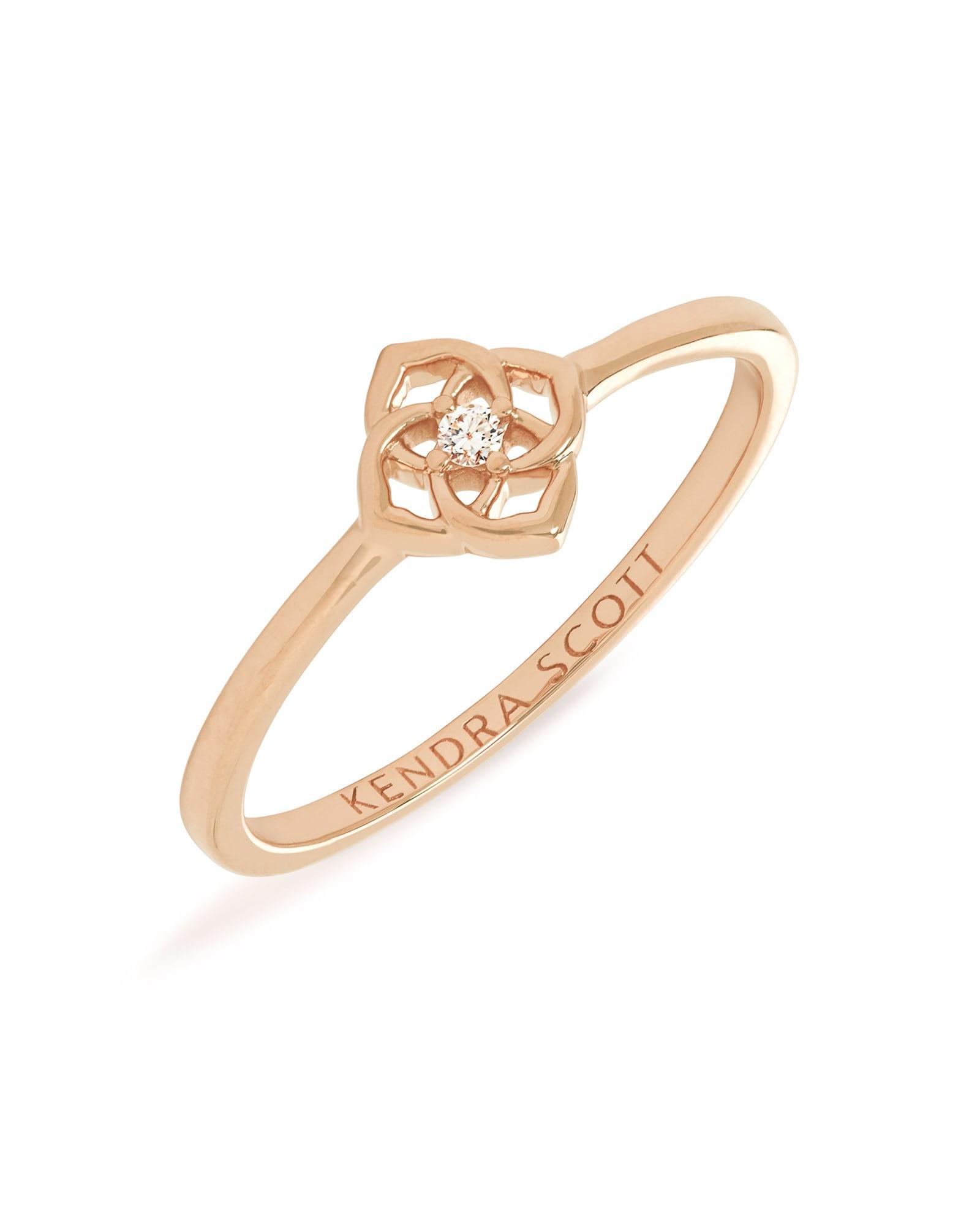 Fleur 14k Rose Gold Band Ring in White Diamond Product Image