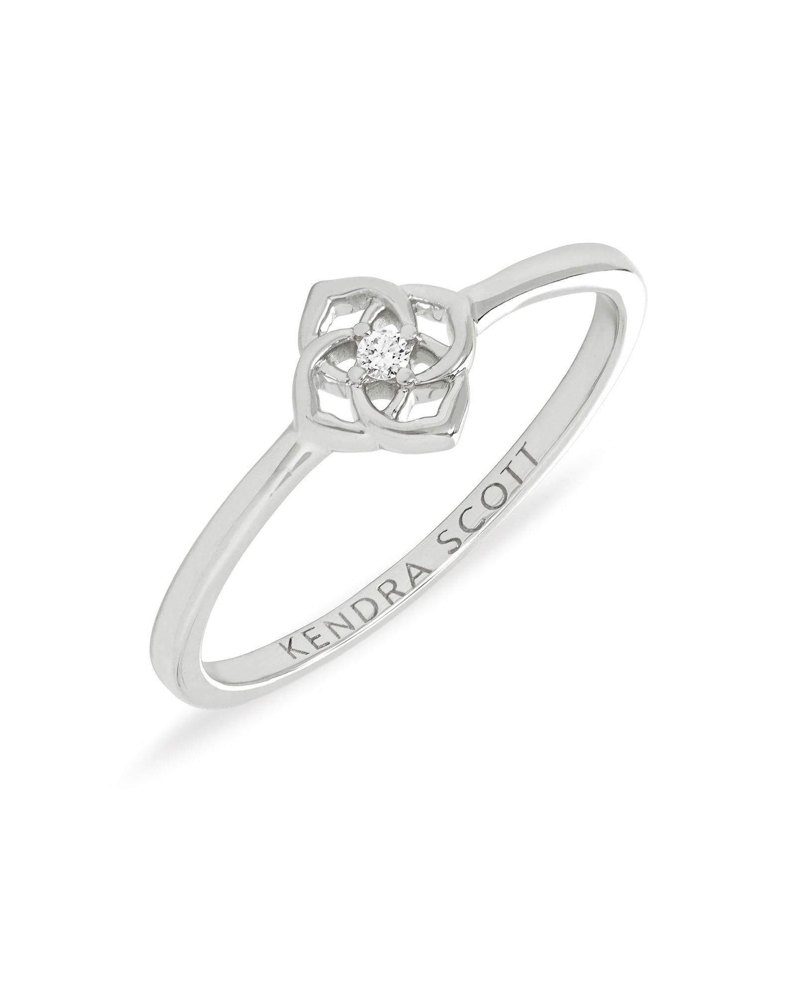 Fleur 14k White Gold Band Ring in White Diamond  Product Image