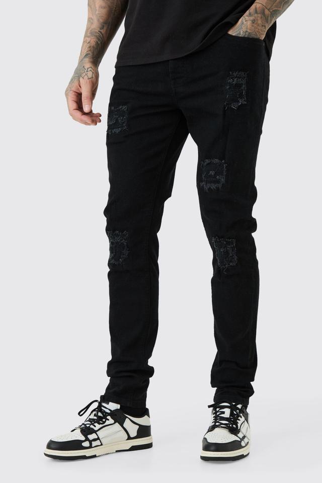 Tall Skinny Stretch Rip And Repair Jean | boohooMAN USA Product Image