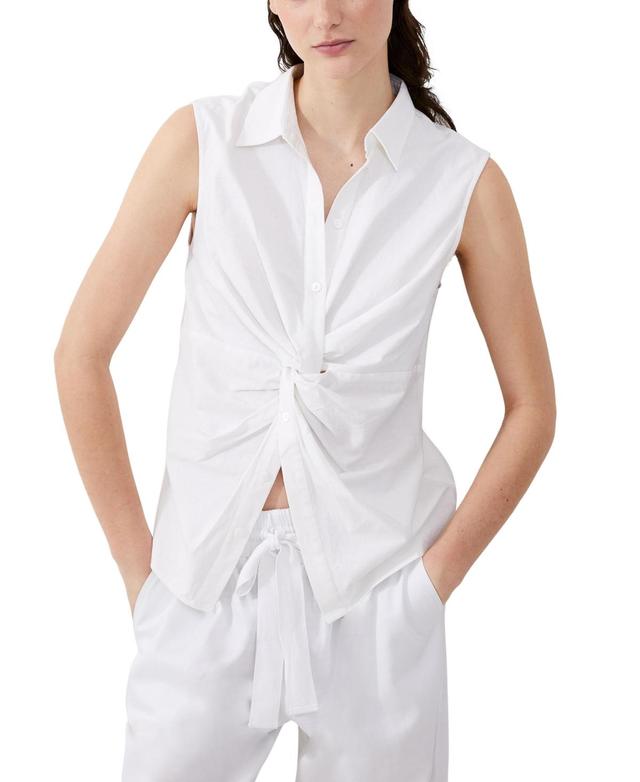 French Connection Womens Aofie Linen-Blend Twist-Front Shirt Product Image