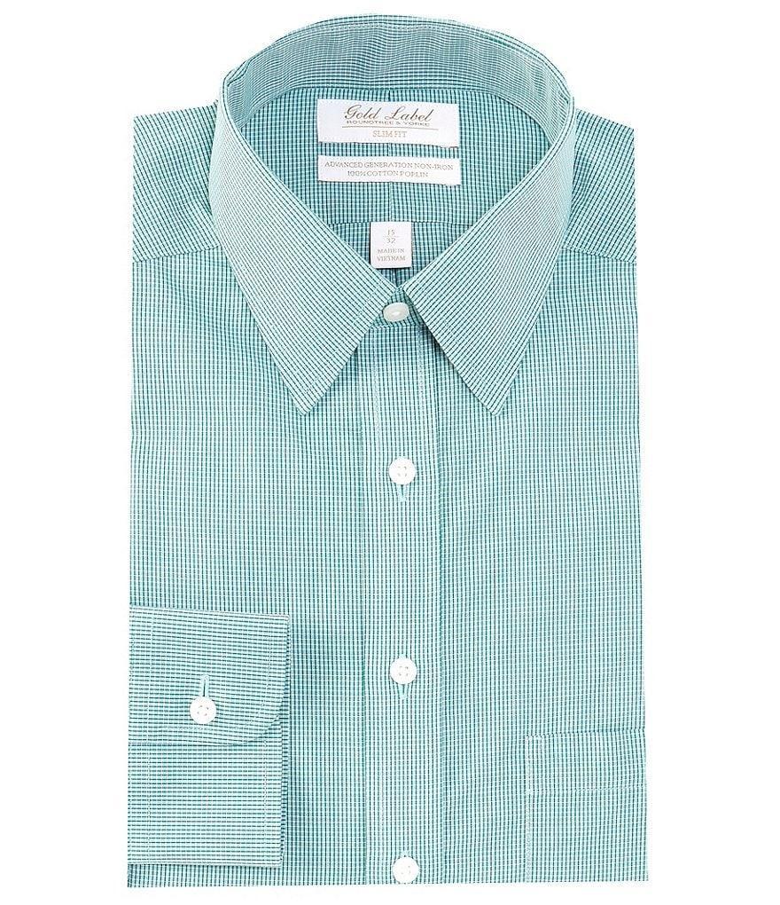 Gold Label Roundtree & Yorke Slim Fit Non-Iron Point Collar Checked Dress Shirt Product Image