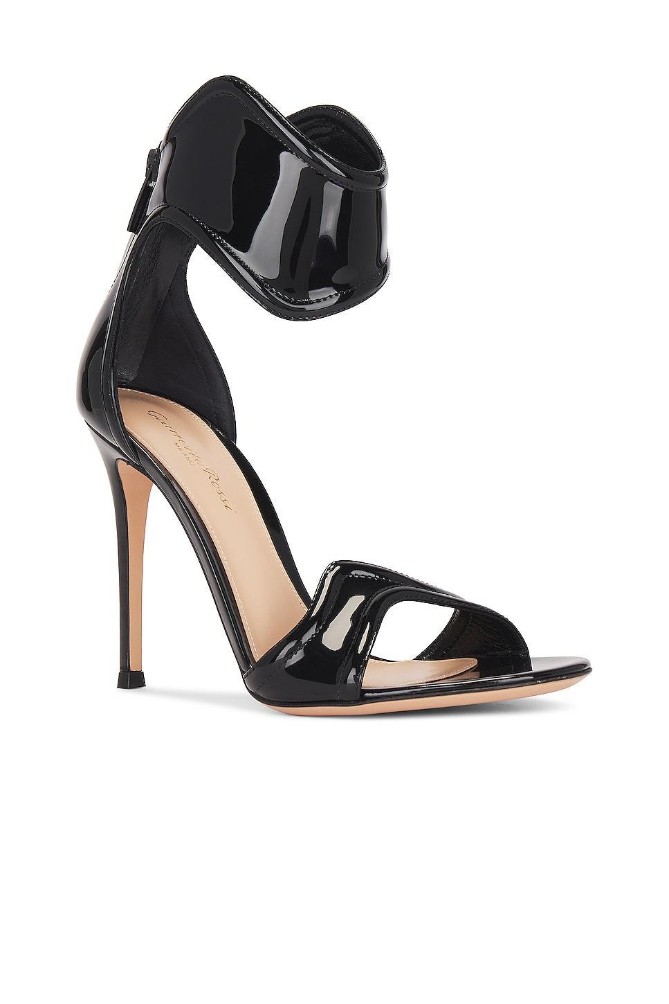 Gianvito Rossi Thick Ankle Strap Sandal Black. (also in 37.5, 40, 41). Product Image