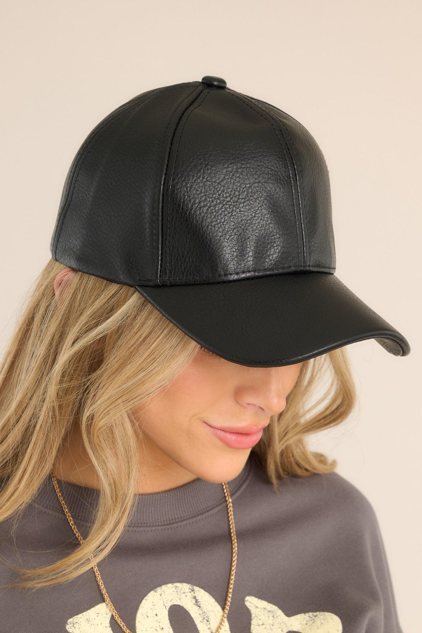 To Die For Black Faux Leather Hat Product Image