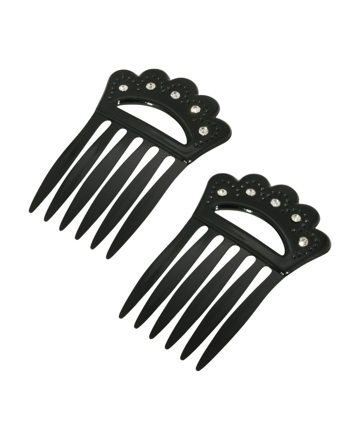 Womens Plastic with Clear Crystal Double Hair Comb Product Image