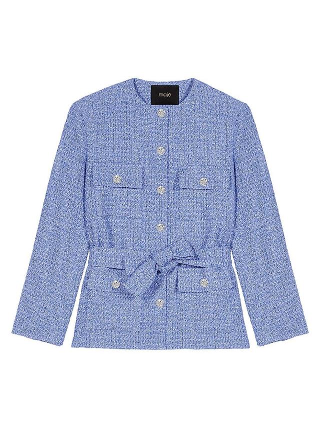 Womens Belted Tweed Jacket Product Image