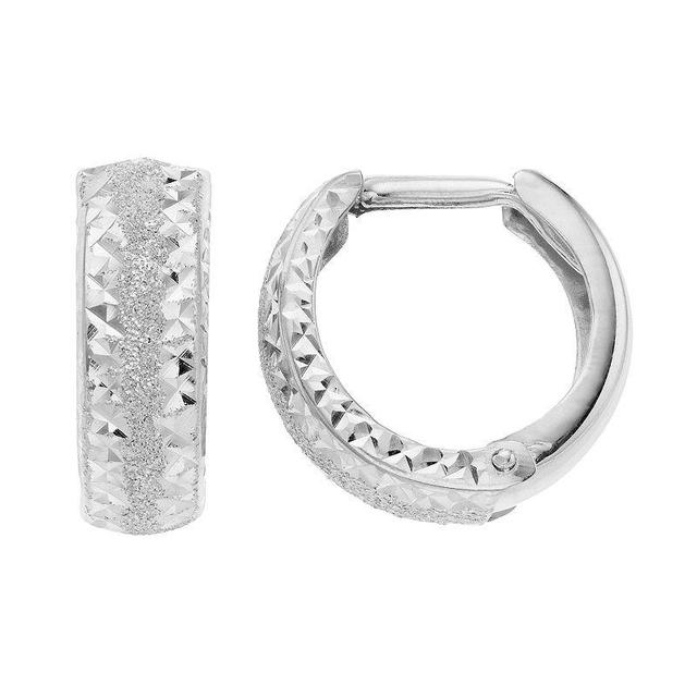 14k White Gold Textured Hinged Hoop Earrings, Womens, 14k Whgold Product Image