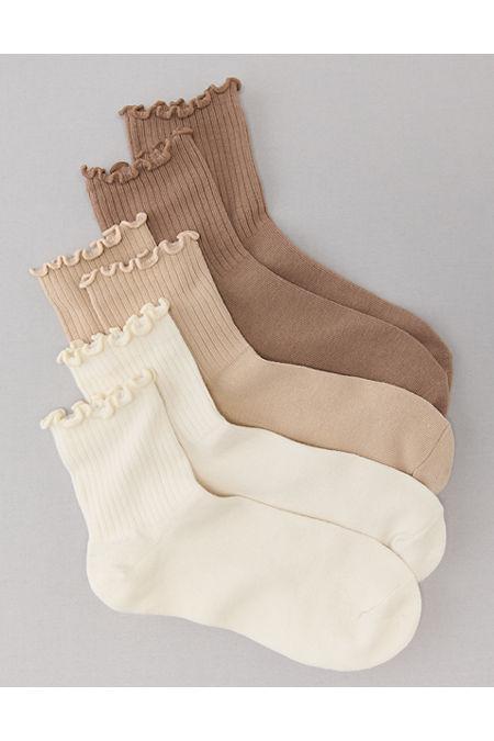 AE Ruffle Trim Boyfriend Socks 3-Pack Women's Product Image