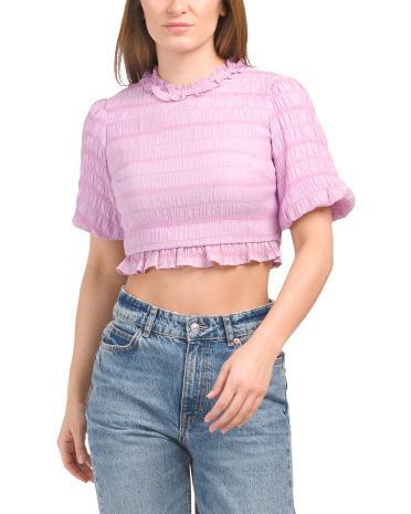 Short Sleeve Ruffle Crop Top for Women product image