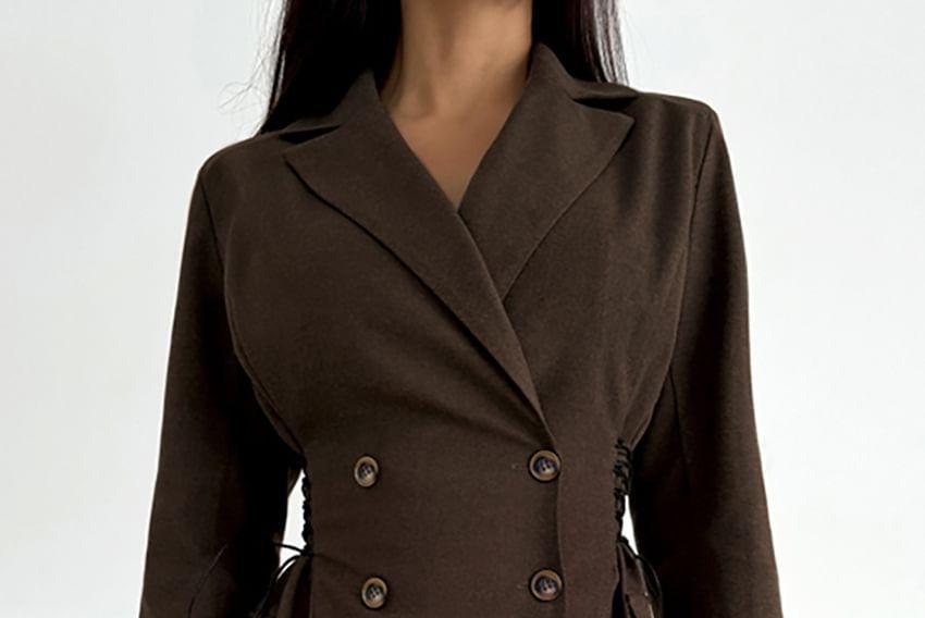 Lapel Collar Plain Tie Side Double-Breasted Mini A-Line Blazer Dress Product Image