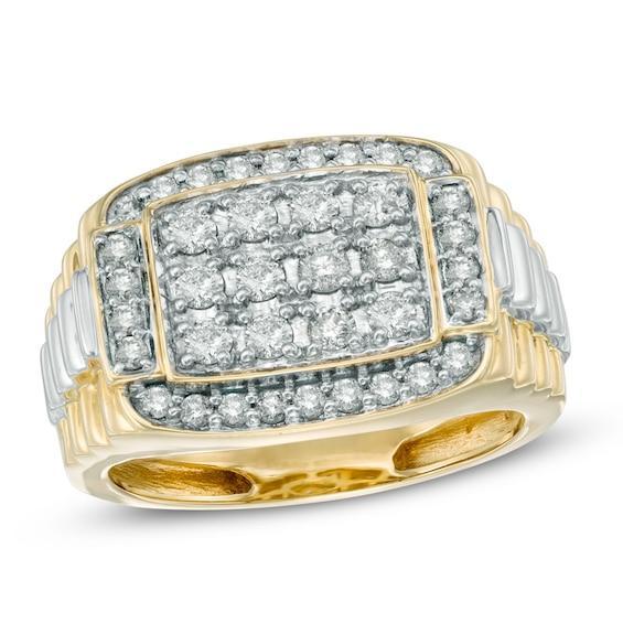 Men's 1 CT. T.w. Diamond Rectangular Anniversary Ring in 10K Two-Tone Gold Product Image