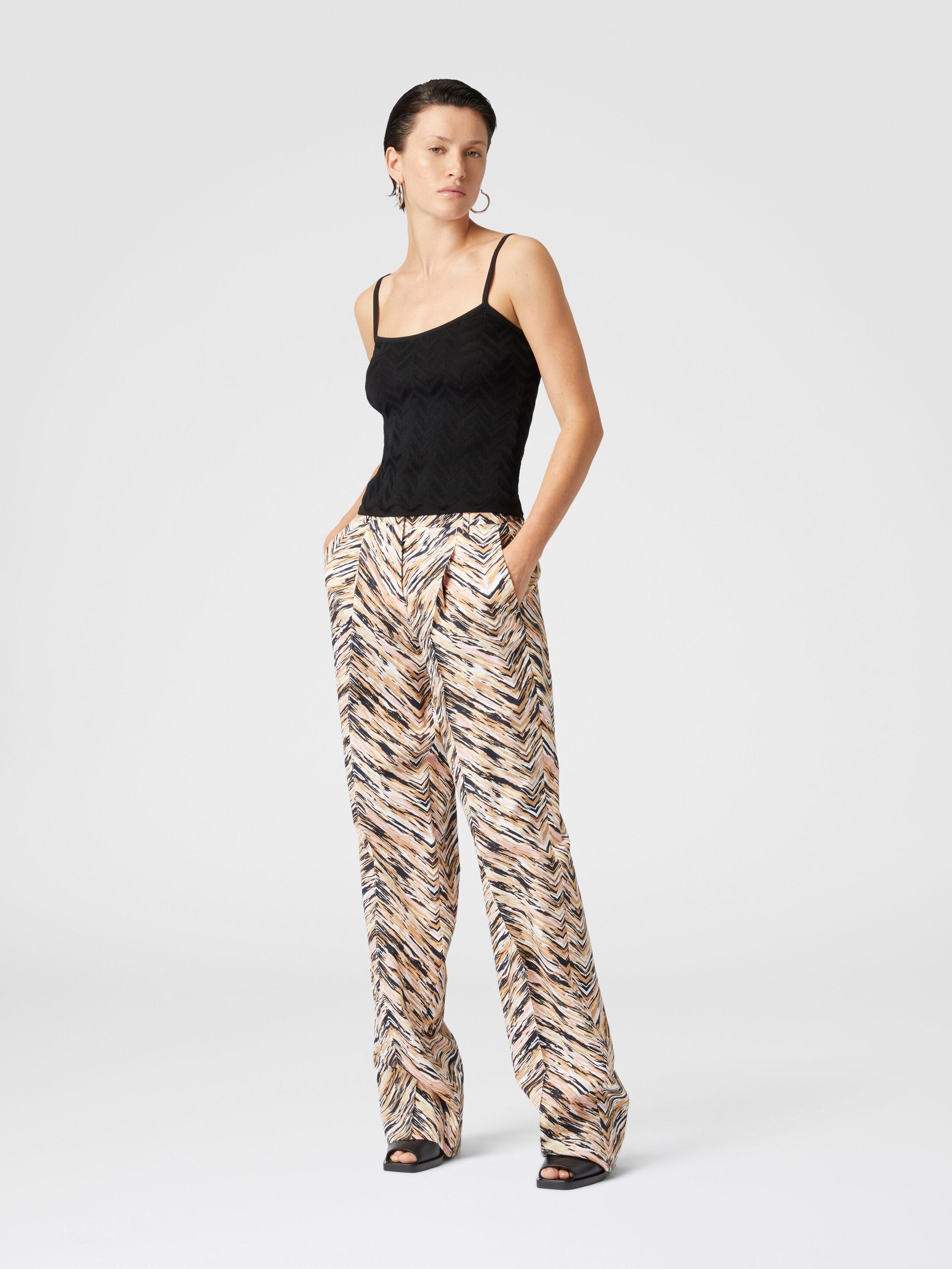 Classic trousers in animal print zig zag cotton Product Image