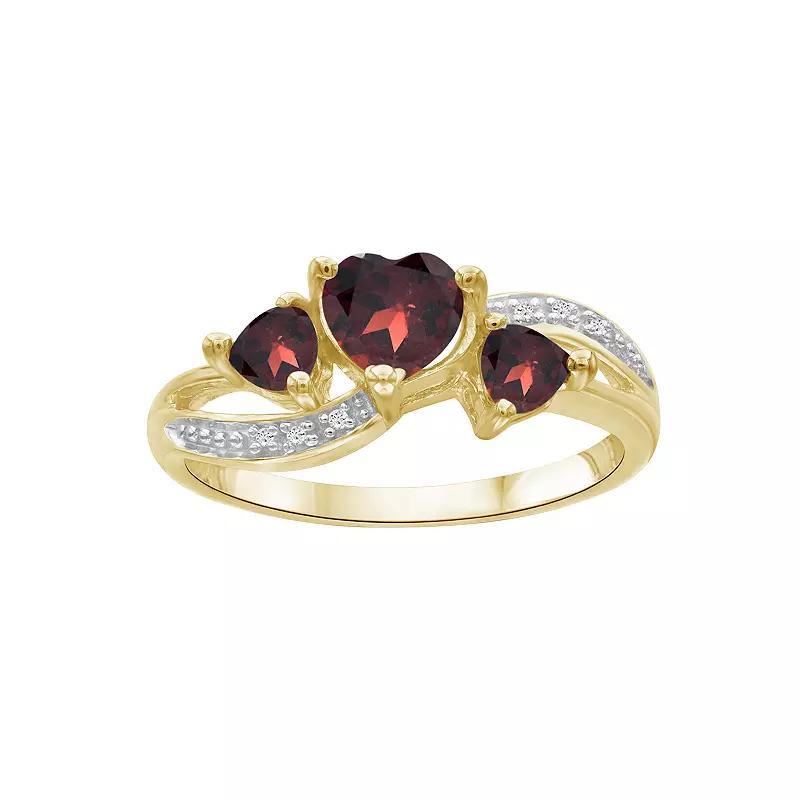 Jewelexcess 14k Gold Over Silver Garnet & Diamond Accent Ring, Womens Gold Tone Product Image