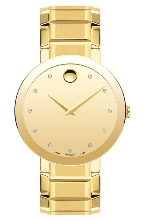 Men's Movado Sapphireâ¢ Diamond Accent Gold-Tone PVD Watch with Gold-Tone Dial (Model: 0607588) Product Image