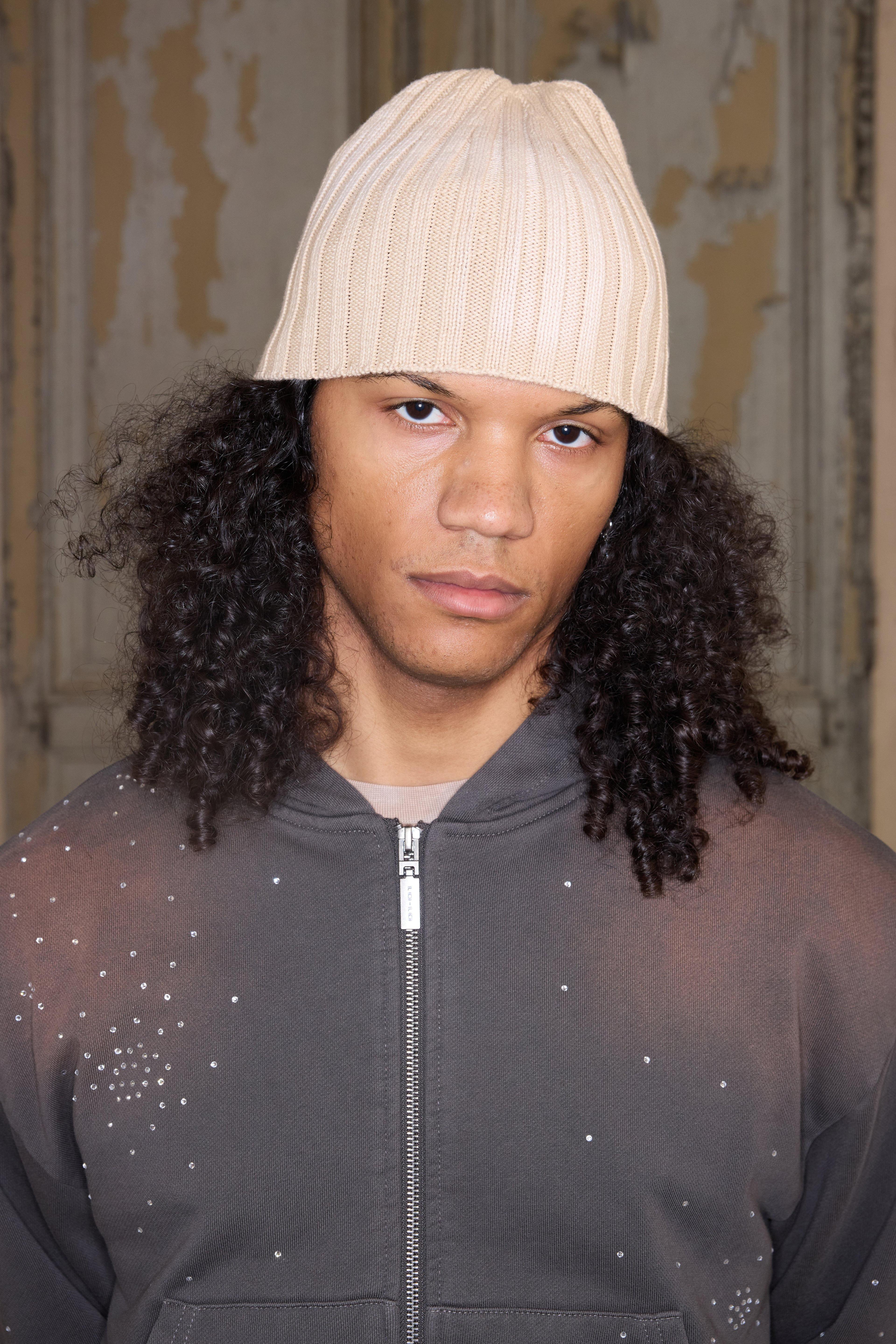 Premium Washed Skull Beanie | boohooMAN USA Product Image