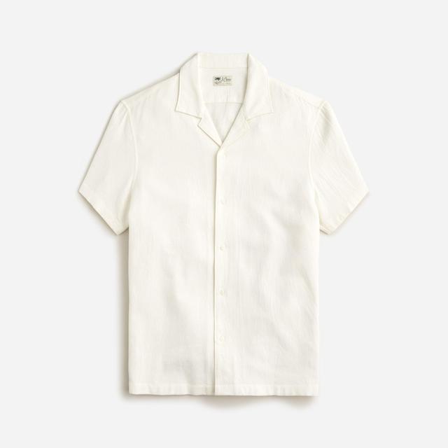 Short-sleeve textured cotton camp-collar shirt Product Image