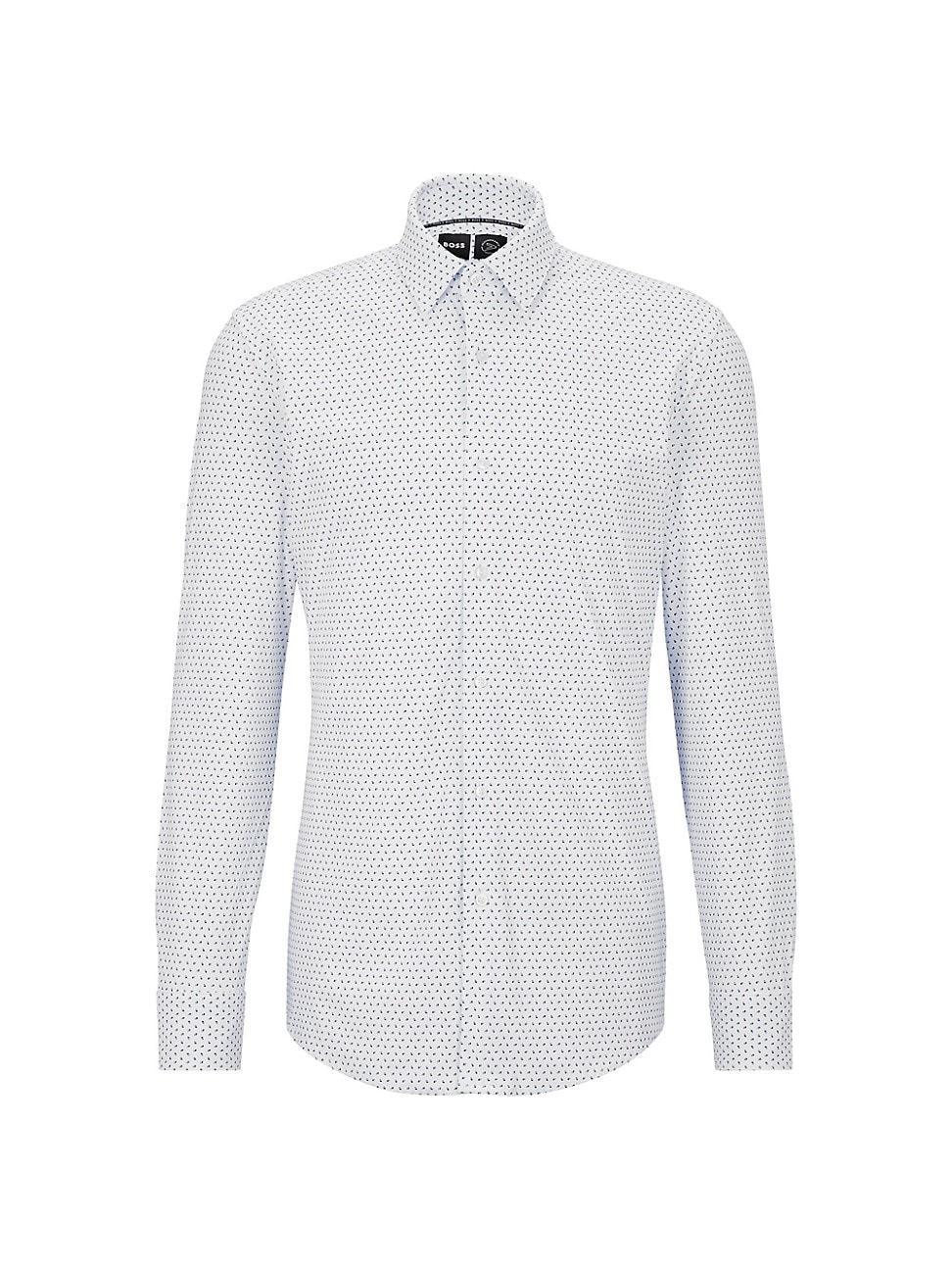 Mens Slim-Fit Shirt in Patterned Italian Performance-Stretch Fabric Product Image