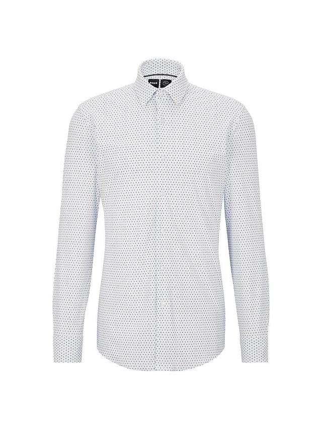 Mens Slim-Fit Shirt in Patterned Italian Performance-Stretch Fabric Product Image