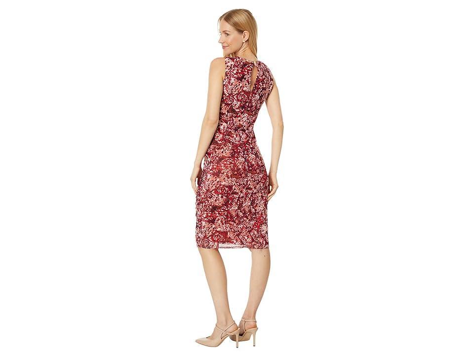 Vince Camuto Abstract Print Ruched Mesh Dress Product Image