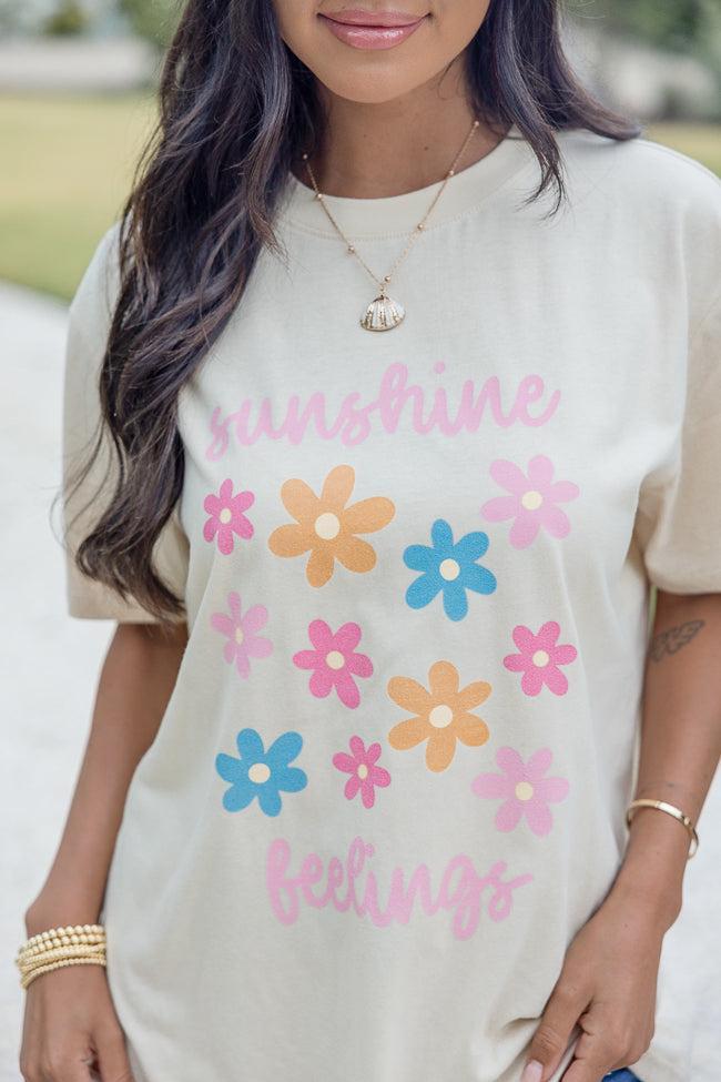 Sunshine Feelings Ivory Oversized Graphic Tee Product Image