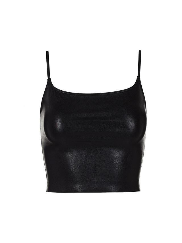 Womens Faux Leather Cami Crop Top Product Image
