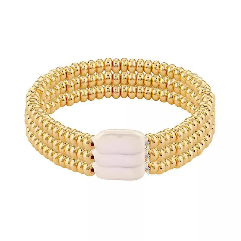 Emberly Gold Tone Simulated Pearl 3-Piece Stretch Bracelets Set, Womens, Yellow Product Image