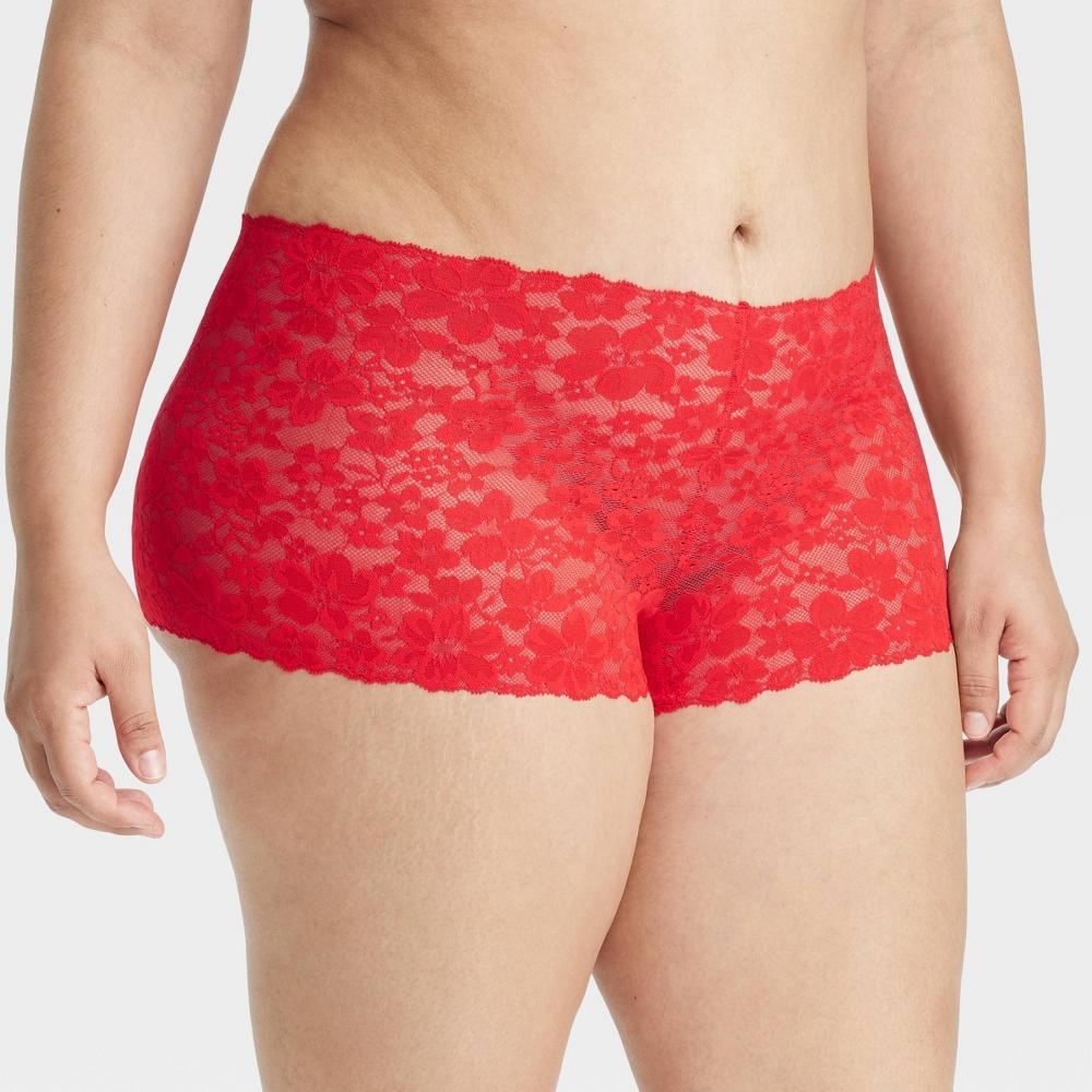 Womens Allover Lace Boy Shorts - Auden Wowzer Red XL Product Image