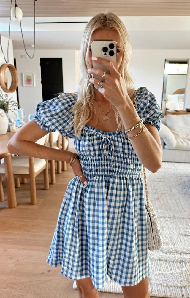 Esme Mini Dress ~ Blue Bounty Gingham Product Image