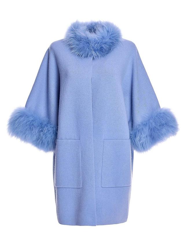 Womens Fur-Trim Cashmere Kimono Product Image