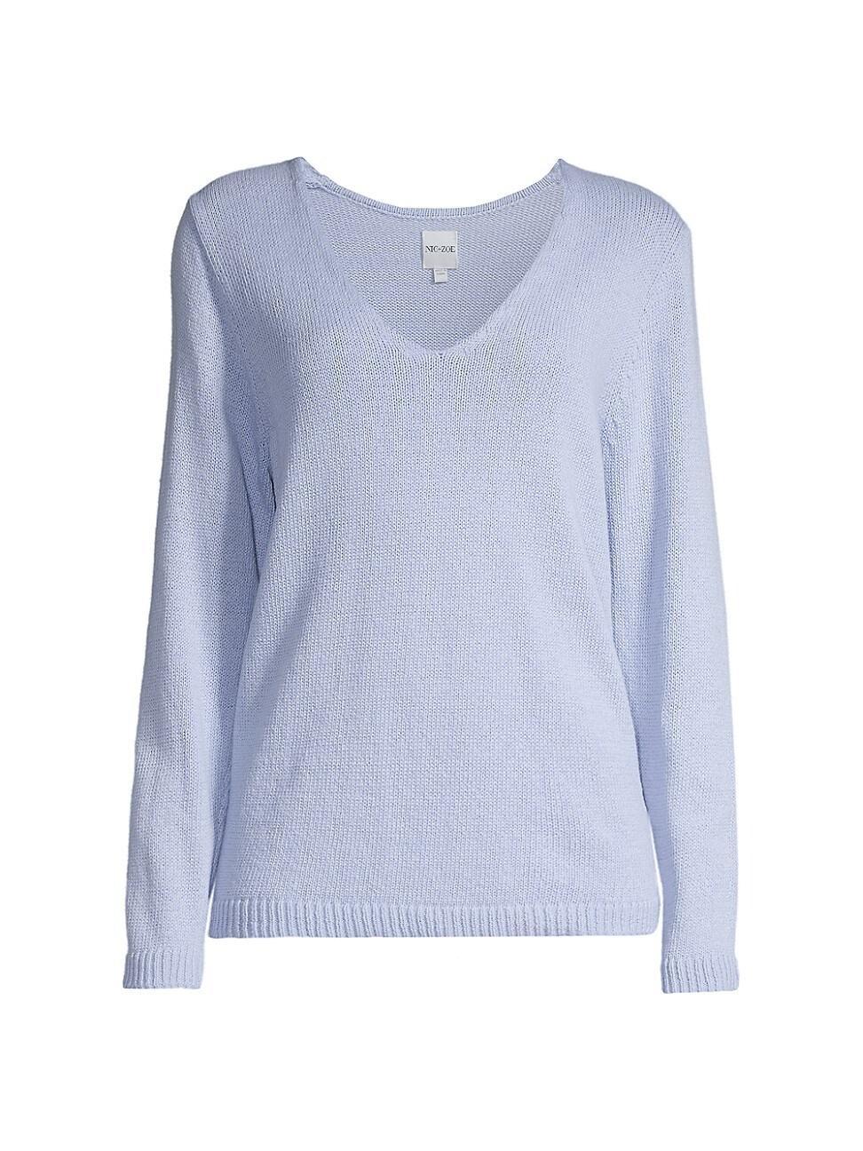 Womens Cotton V-Neck Sweater Product Image