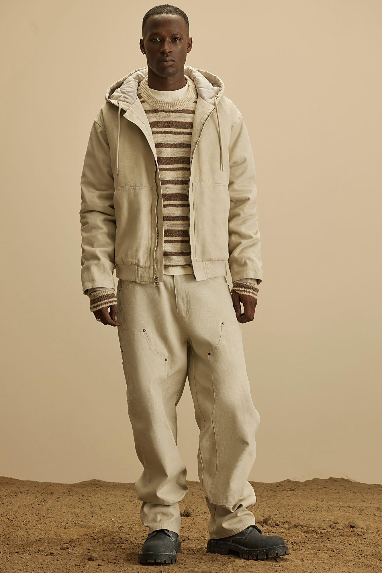 Alexander Double Knee Utility Canvas Pants - Off White Product Image