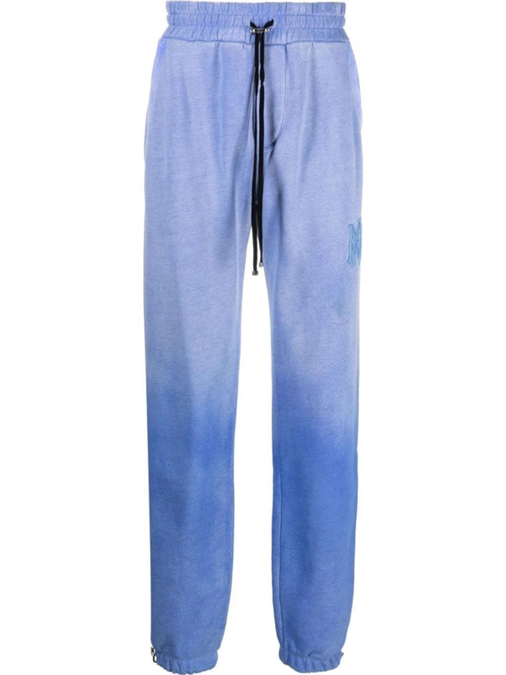 Slim-fit Tapered Logo-embroidered Cotton-jersey Sweatpants In Blue Product Image