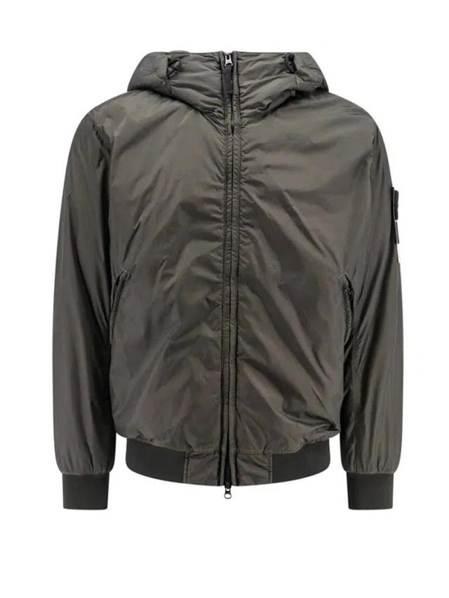 Zip Up Hooded Jacket In Green Product Image