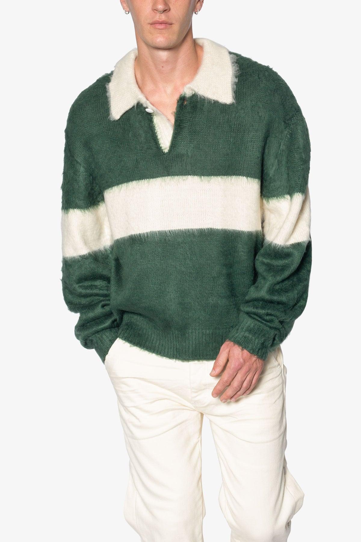 Mohair Rugby Sweater - Green/White Product Image