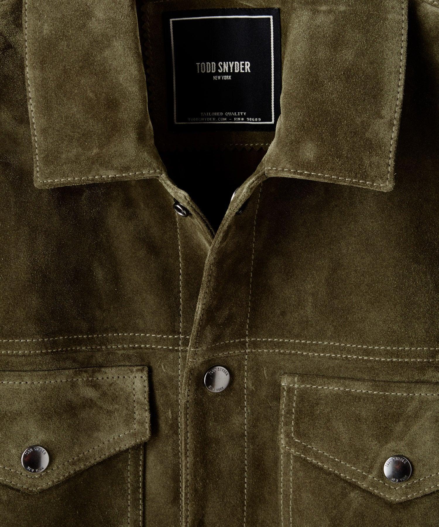 Italian Suede Snap Dylan Jacket in Olive Product Image