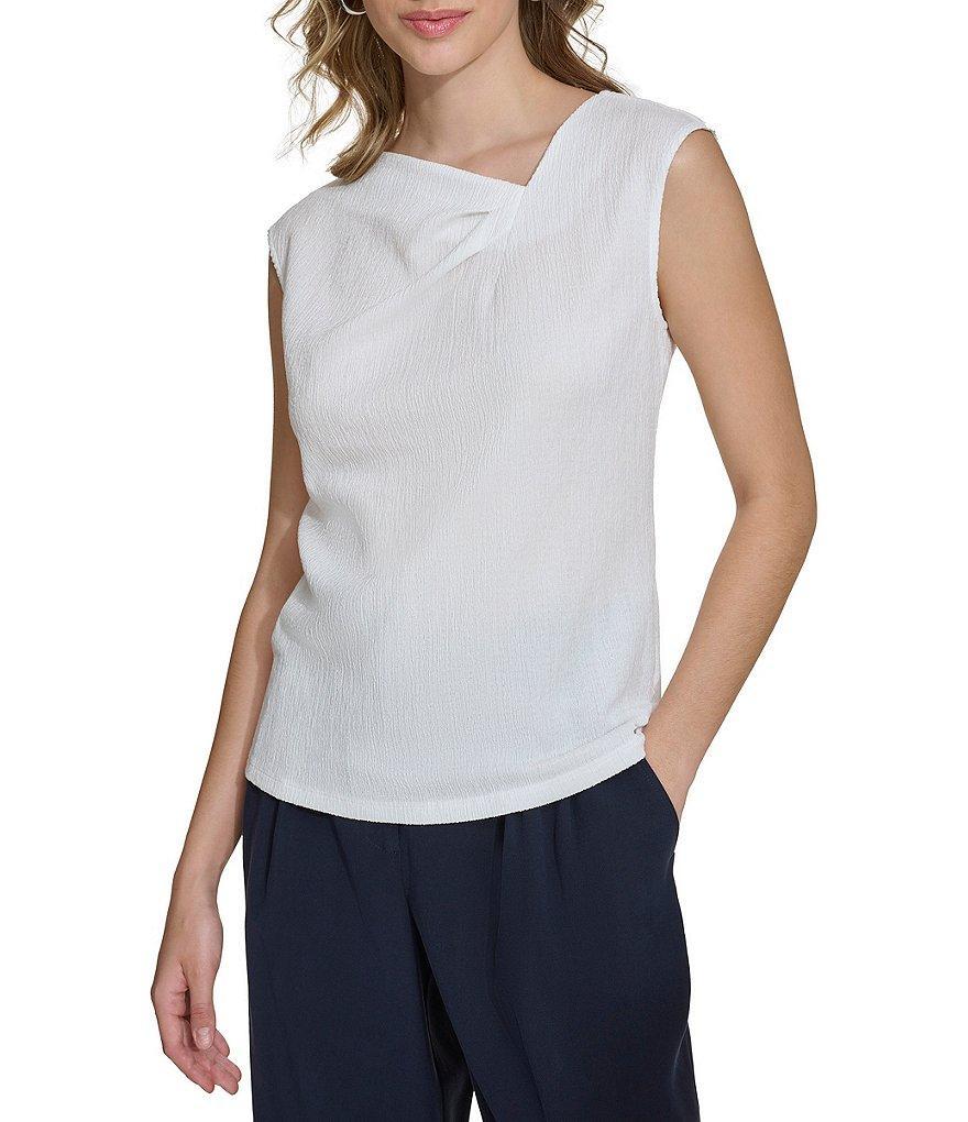 Calvin Klein Asymmetrical Neckline Cap Sleeve Blouse product image