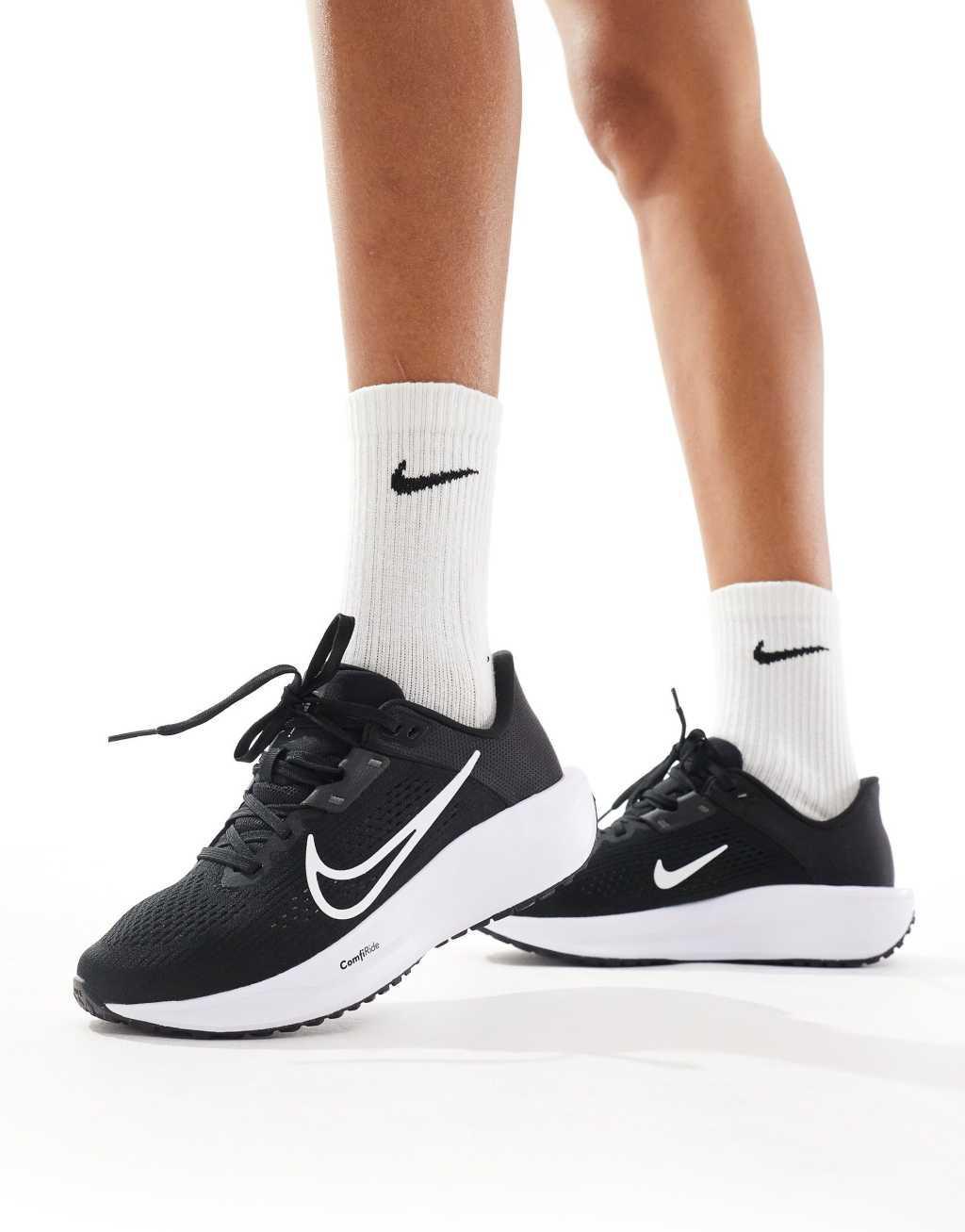 Nike Running Quest 6 sneakers in black and white Product Image