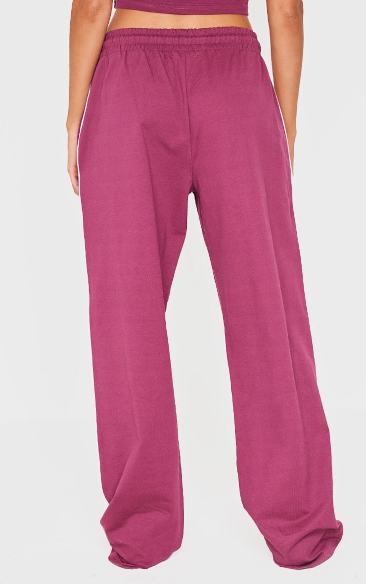 PRETTYLITTLETHING Plum Contrast Binding Wide Leg Sweatpants Product Image