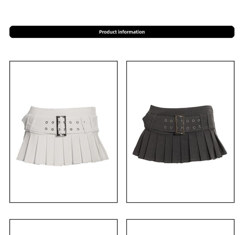 Mid Waist Plain Mini Pleated Skirt Product Image