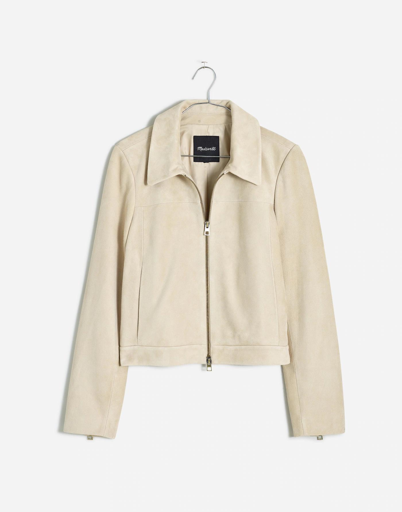 Shrunken Zip-Front Jacket in Suede Product Image