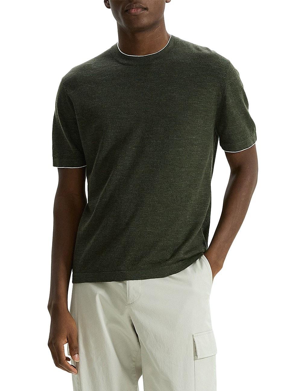 Theory Kolben Short-Sleeve Tee in Cotton-Linen  male Product Image