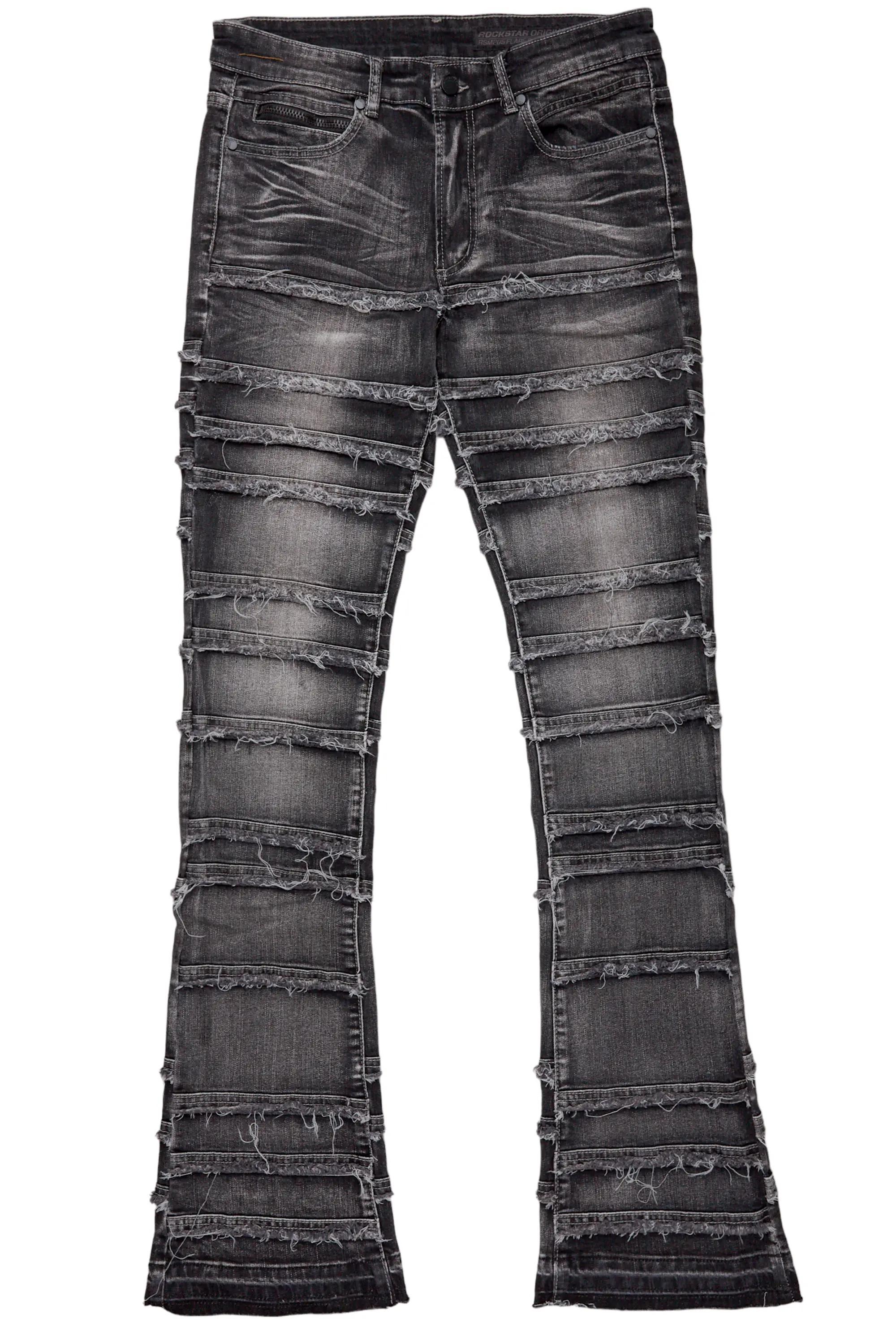 Silvan Dark Grey Stacked Flare Jean Male Product Image