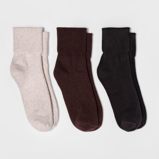 Womens Mary Jane Fold Over Cuff 3pk Crew Socks - A New Day 4-10 Product Image